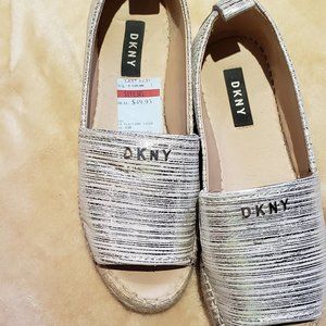 DKNY Mer Silver‎ Peep Toe Platform Espadrille
